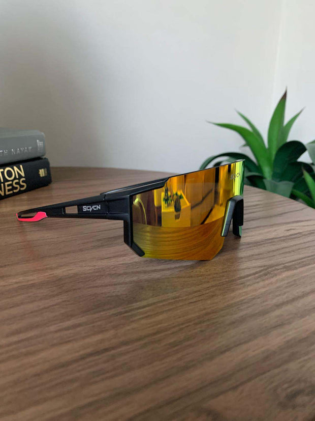 Black/Red UV400 Sports Glasses