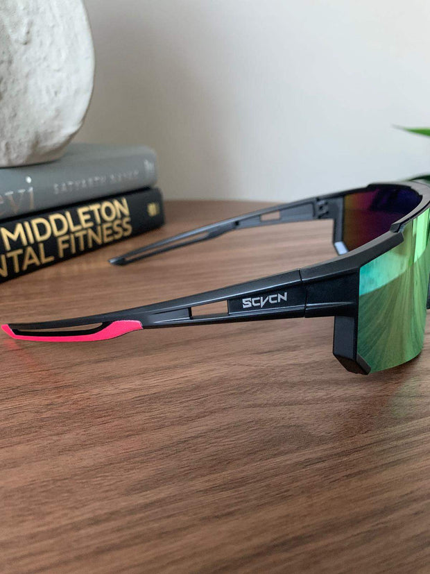 Black/Red UV400 Sports Glasses